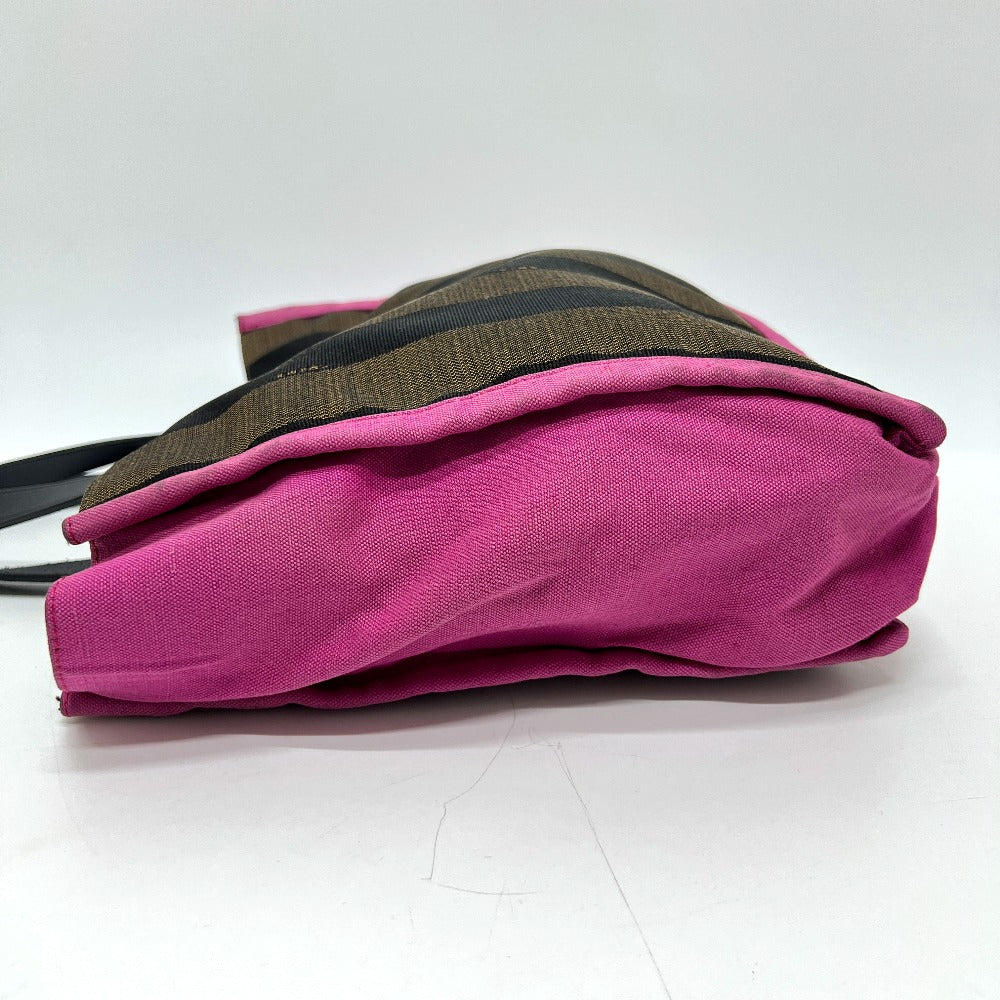 FENDI 8BH252 ポーチ付き ロゴ ペカン トートバッグ 肩掛け カバン バッグ ハンドバッグ キャンバス レディース ブラウン