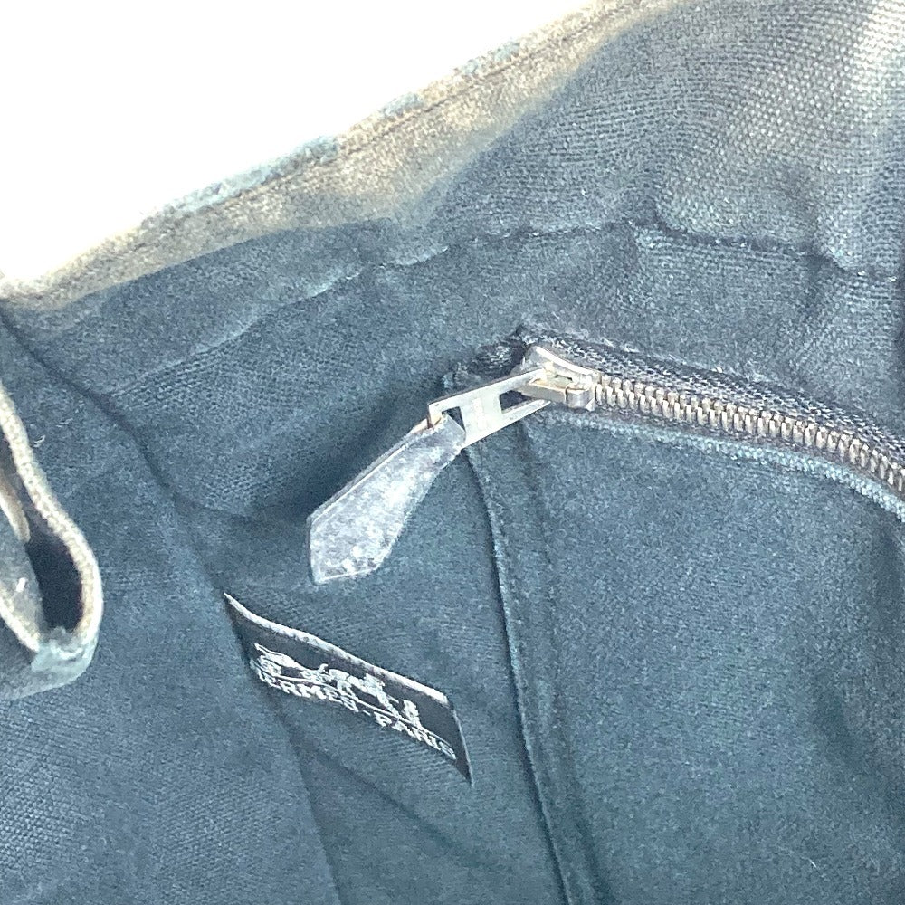 HERMES ハーフレザー 革 フールトゥMM フールトゥ MM カバン トートバッグ ハンドバッグ レザー/キャンバス ユニセックス ブラック