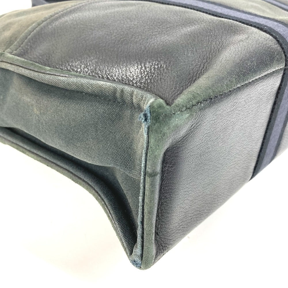 HERMES ハーフレザー 革 フールトゥMM フールトゥ MM カバン トートバッグ ハンドバッグ レザー/キャンバス ユニセックス ブラック