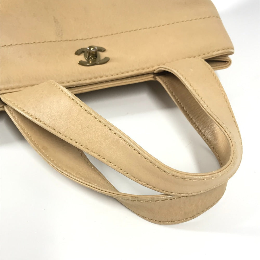 CHANEL ターンロック CC ココマーク カバン トートバッグ ハンドバッグ レザー レディース ベージュ
