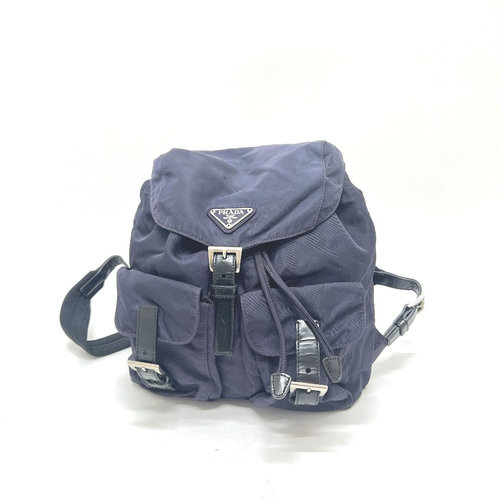 PRADA B6677 VELA triangle logo triangle logo plate bag backpack Backpack Nylon / Leather PRUGNA Purple Based Used