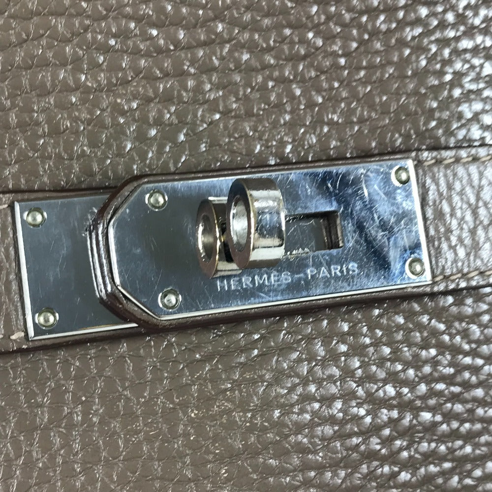 HERMES バイカラー ジプシエール34 ジプシエール 34 カバン 斜め掛け フラップ ショルダーバッグ トリヨンクレマンス ユニセックス エトゥープ/ゴールド グレー×ブラウン