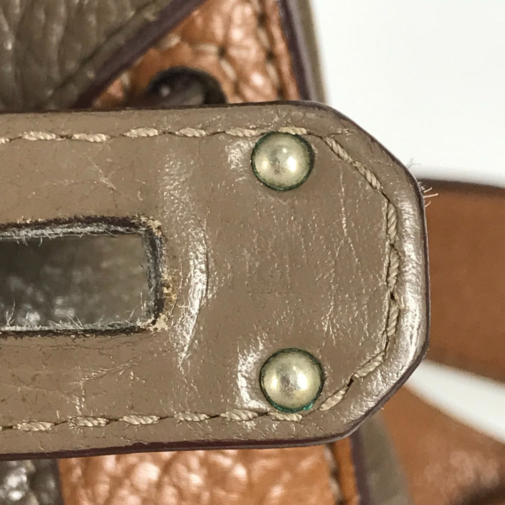 HERMES バイカラー ジプシエール34 ジプシエール 34 カバン 斜め掛け フラップ ショルダーバッグ トリヨンクレマンス ユニセックス エトゥープ/ゴールド グレー×ブラウン