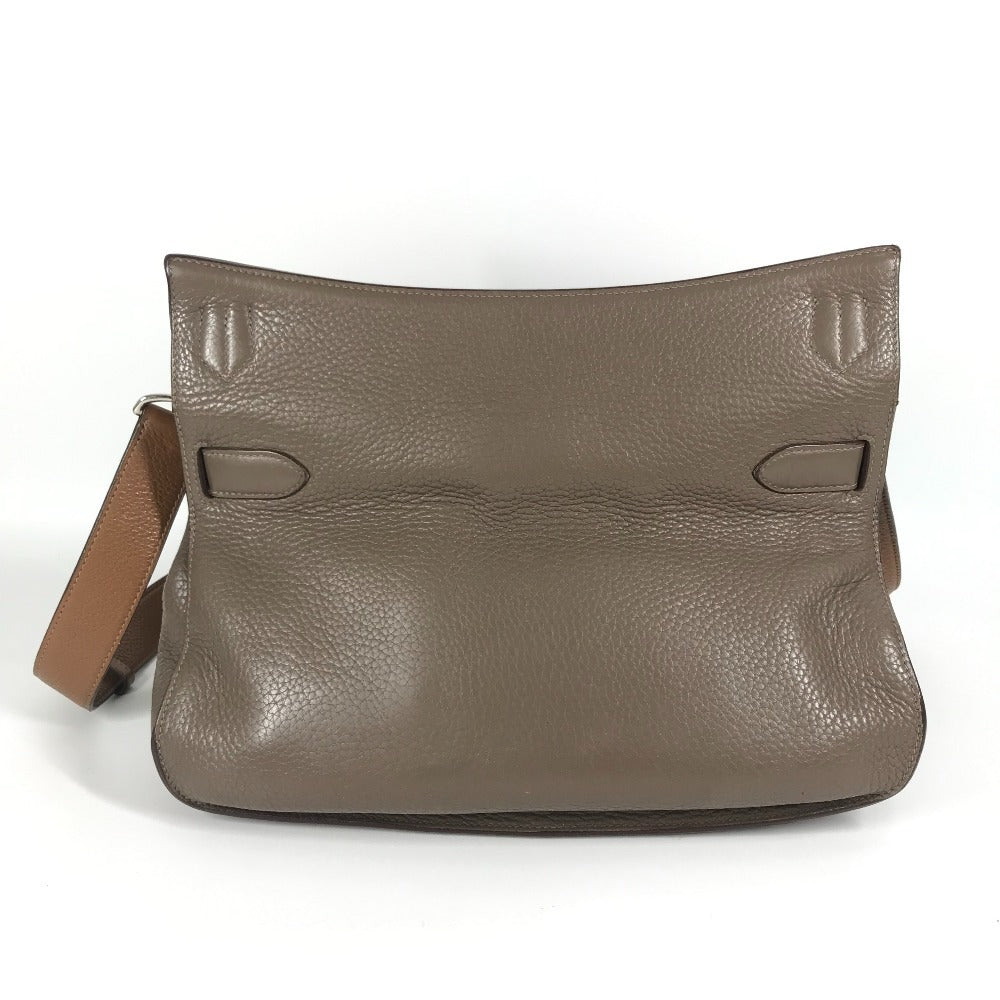 HERMES バイカラー ジプシエール34 ジプシエール 34 カバン 斜め掛け フラップ ショルダーバッグ トリヨンクレマンス ユニセックス エトゥープ/ゴールド グレー×ブラウン