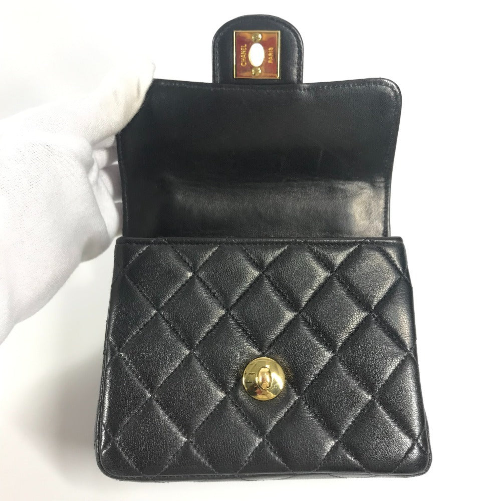 CHANEL マトラッセ キルティング 親子バッグ CC ココマーク ロゴ カバン トートバッグ フラップ カラビナ ハンドバッグ ラムスキン レディース ブラック