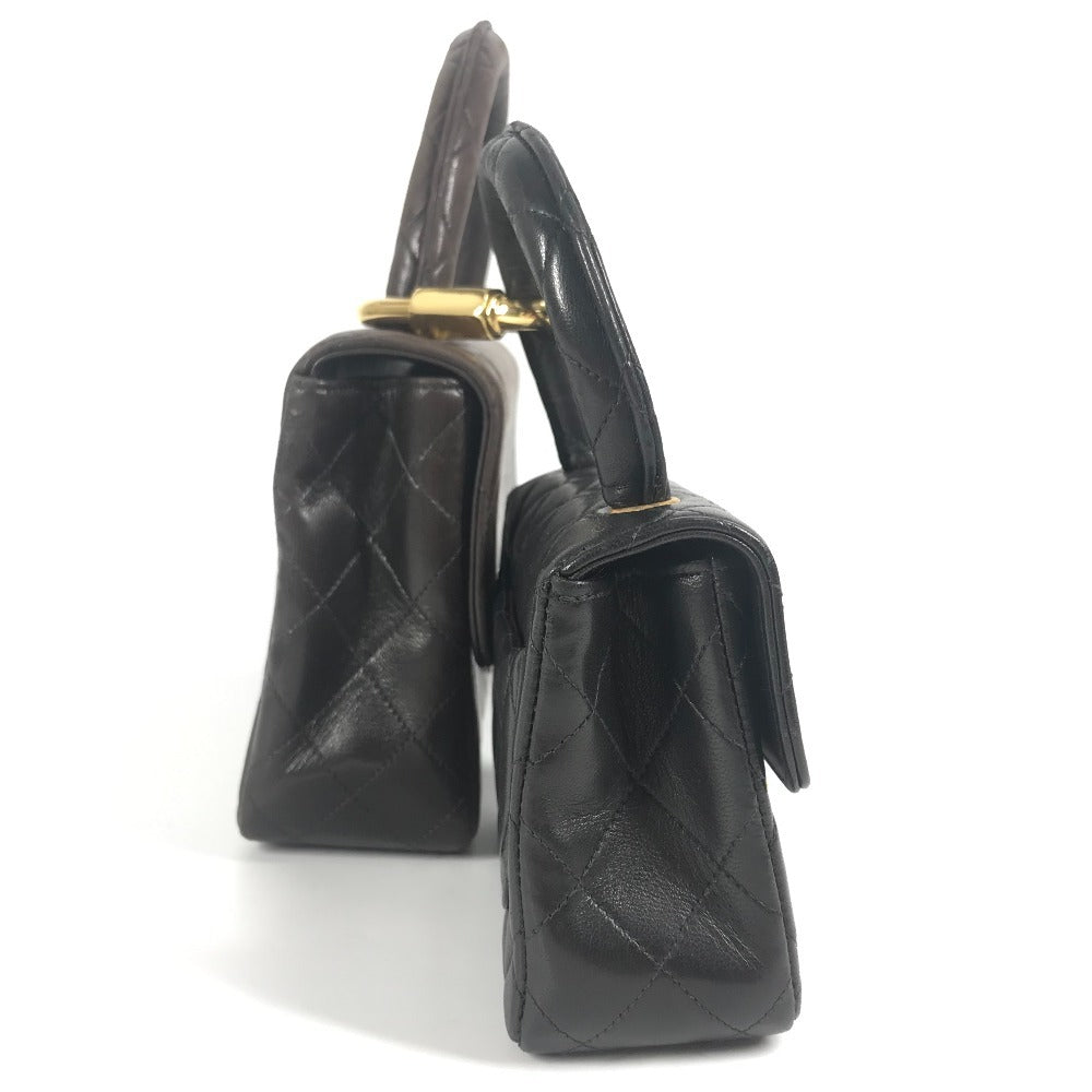 CHANEL マトラッセ キルティング 親子バッグ CC ココマーク ロゴ カバン トートバッグ フラップ カラビナ ハンドバッグ ラムスキン レディース ブラック