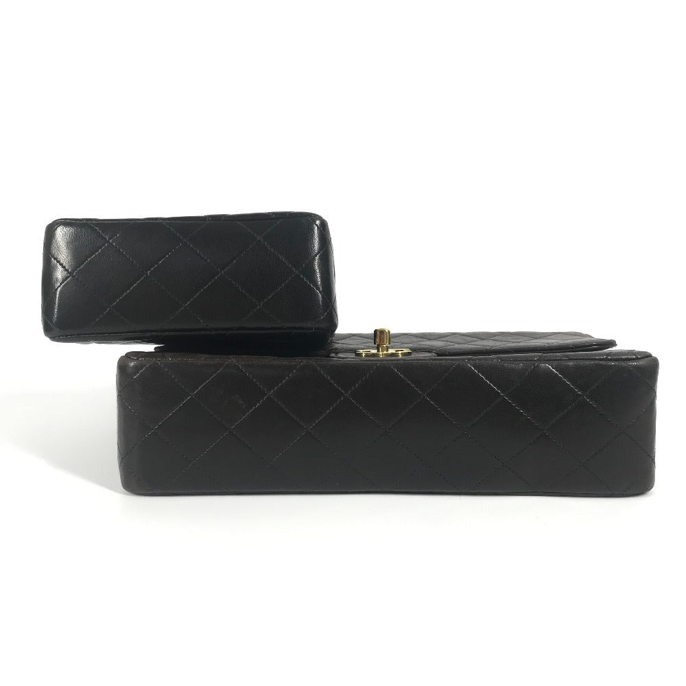 CHANEL マトラッセ キルティング 親子バッグ CC ココマーク ロゴ カバン トートバッグ フラップ カラビナ ハンドバッグ ラムスキン レディース ブラック