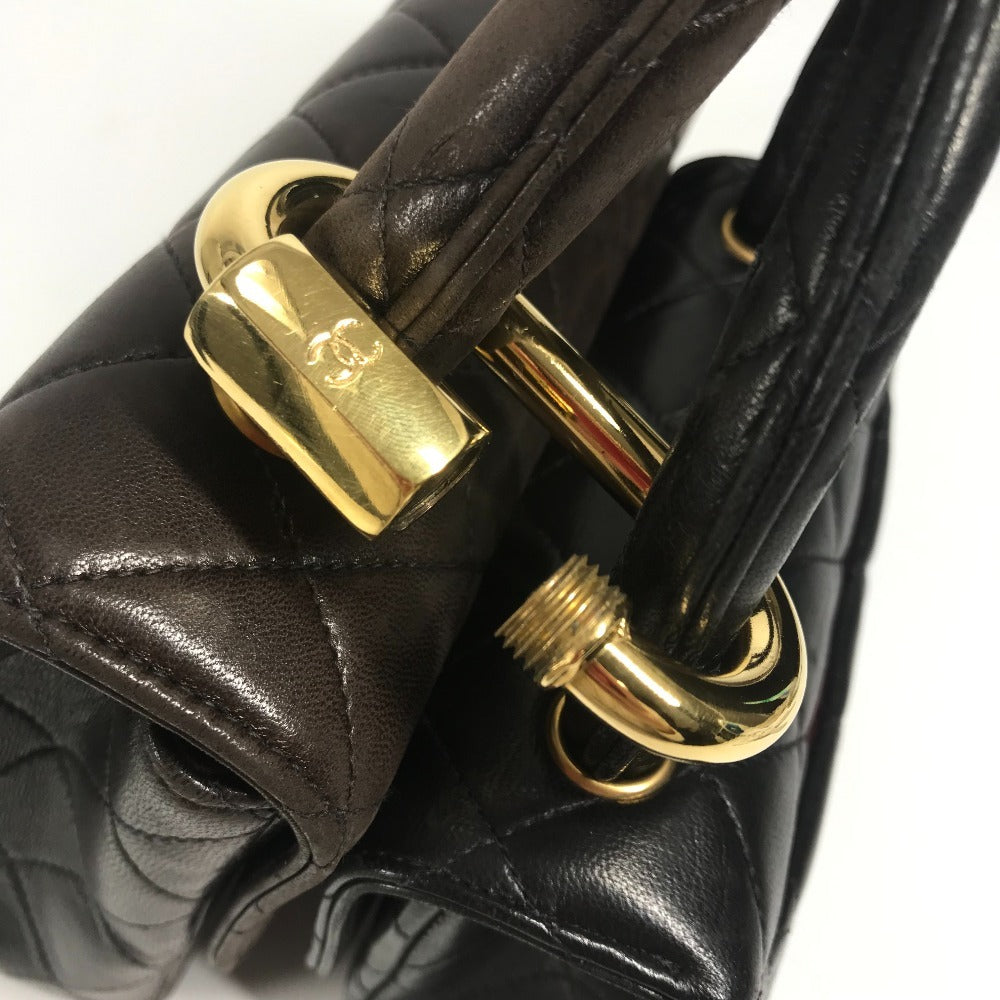 CHANEL マトラッセ キルティング 親子バッグ CC ココマーク ロゴ カバン トートバッグ フラップ カラビナ ハンドバッグ ラムスキン レディース ブラック