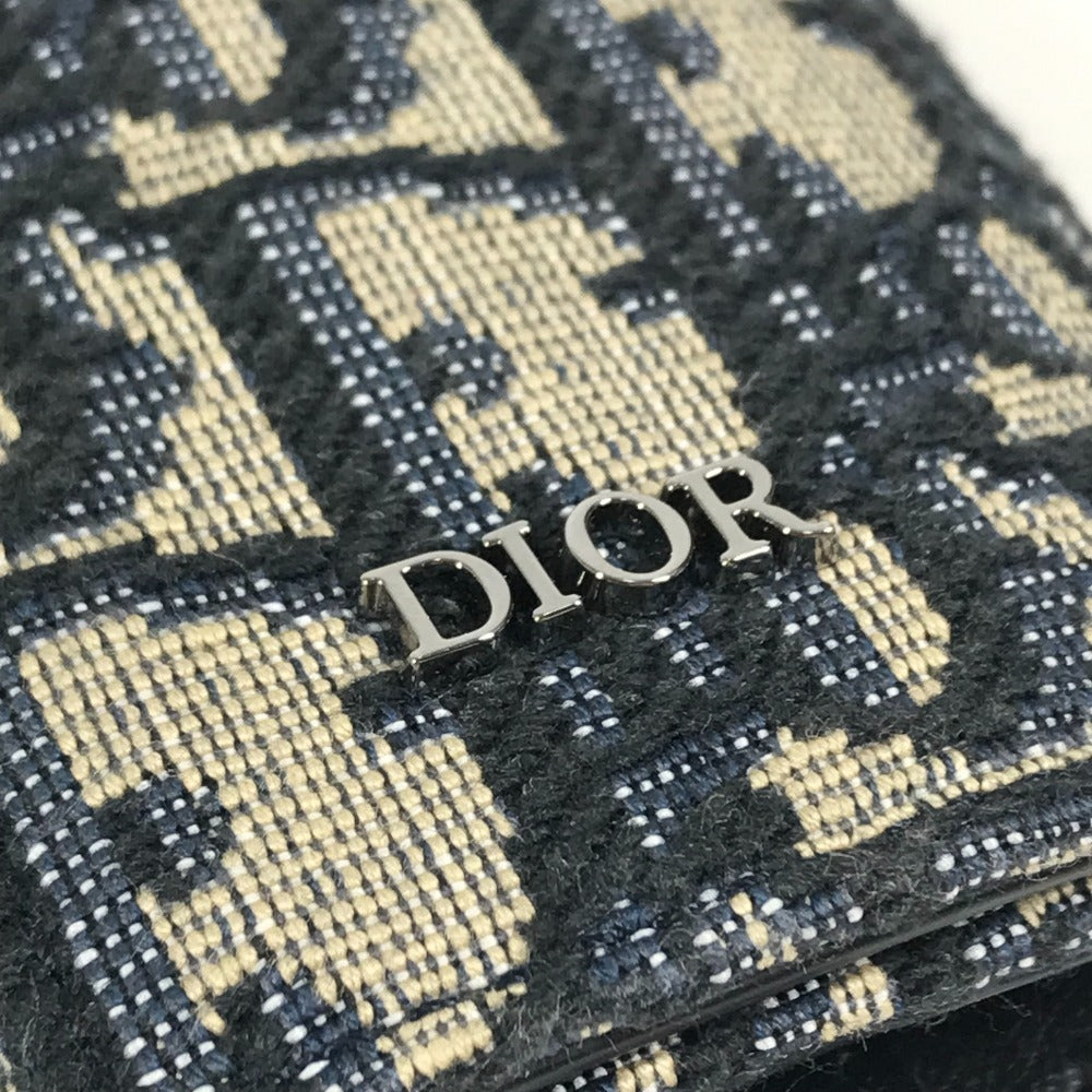 Dior ロゴ オブリーク 6連 6P 鍵 キーケース キャンバス ユニセックス ネイビー
