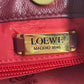 LOEWE ヴィンテージ ロゴ フラメンコ カバン 肩掛け ショルダーバッグ レザー レディース ワインレッド系