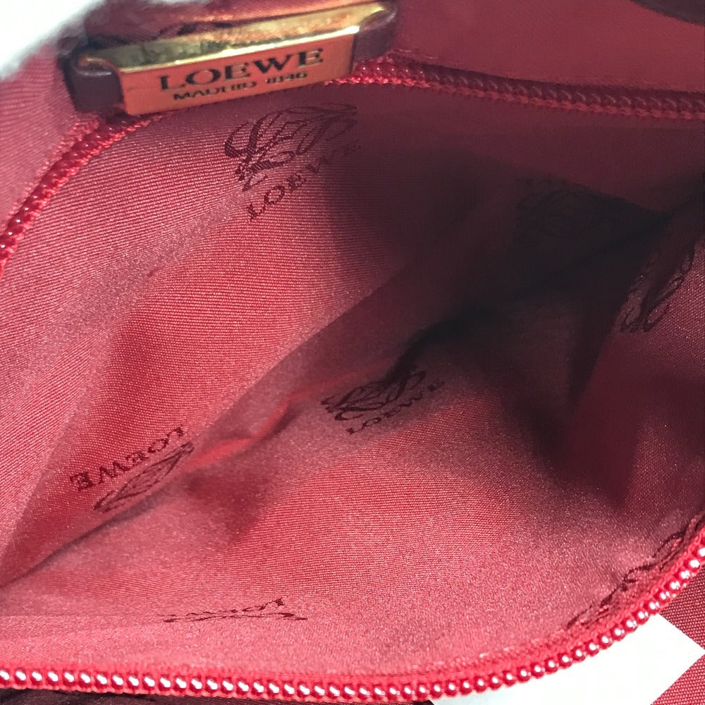 LOEWE ヴィンテージ ロゴ フラメンコ カバン 肩掛け ショルダーバッグ レザー レディース ワインレッド系