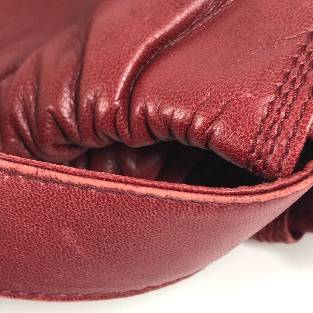 LOEWE ヴィンテージ ロゴ フラメンコ カバン 肩掛け ショルダーバッグ レザー レディース ワインレッド系