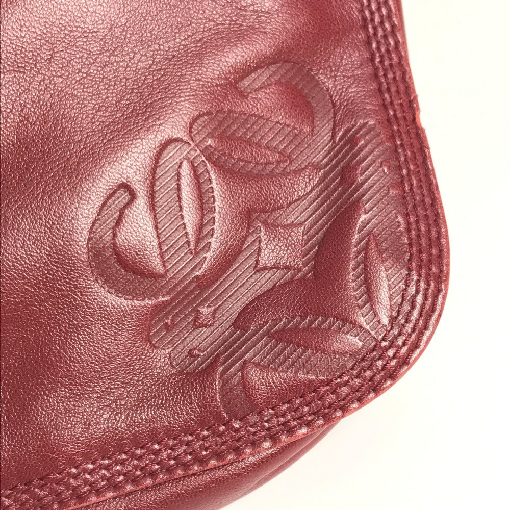 LOEWE ヴィンテージ ロゴ フラメンコ カバン 肩掛け ショルダーバッグ レザー レディース ワインレッド系