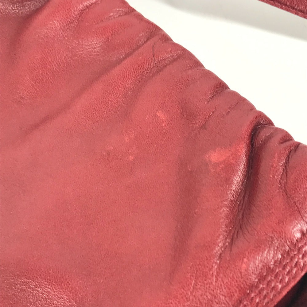 LOEWE ヴィンテージ ロゴ フラメンコ カバン 肩掛け ショルダーバッグ レザー レディース ワインレッド系