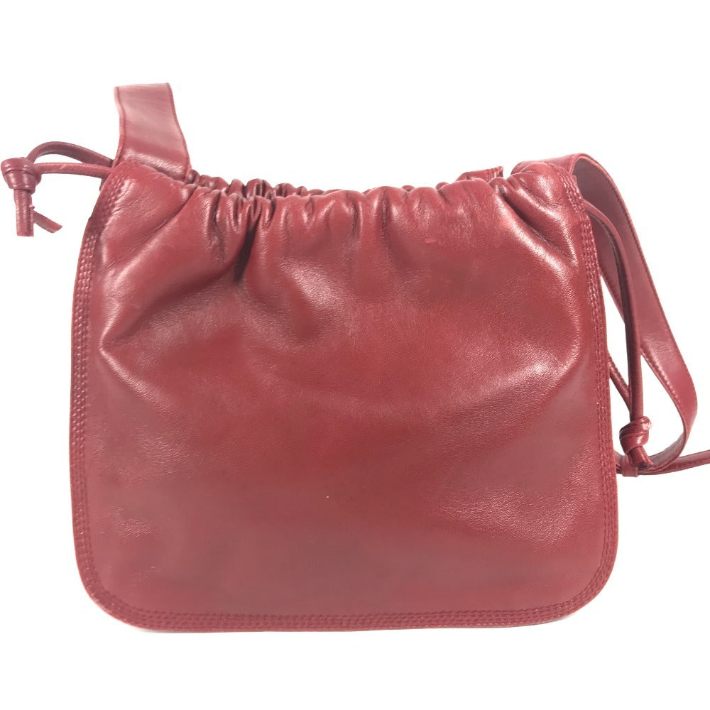 LOEWE ヴィンテージ ロゴ フラメンコ カバン 肩掛け ショルダーバッグ レザー レディース ワインレッド系