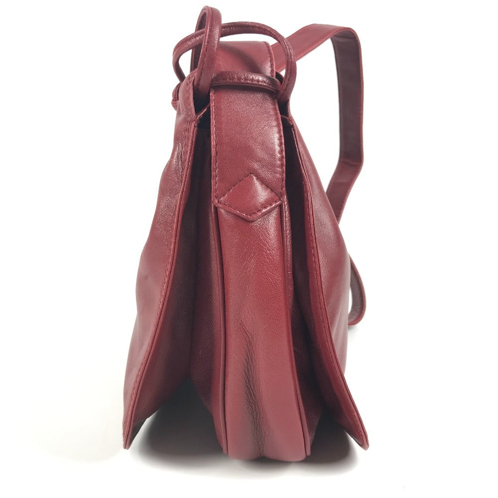 LOEWE ヴィンテージ ロゴ フラメンコ カバン 肩掛け ショルダーバッグ レザー レディース ワインレッド系