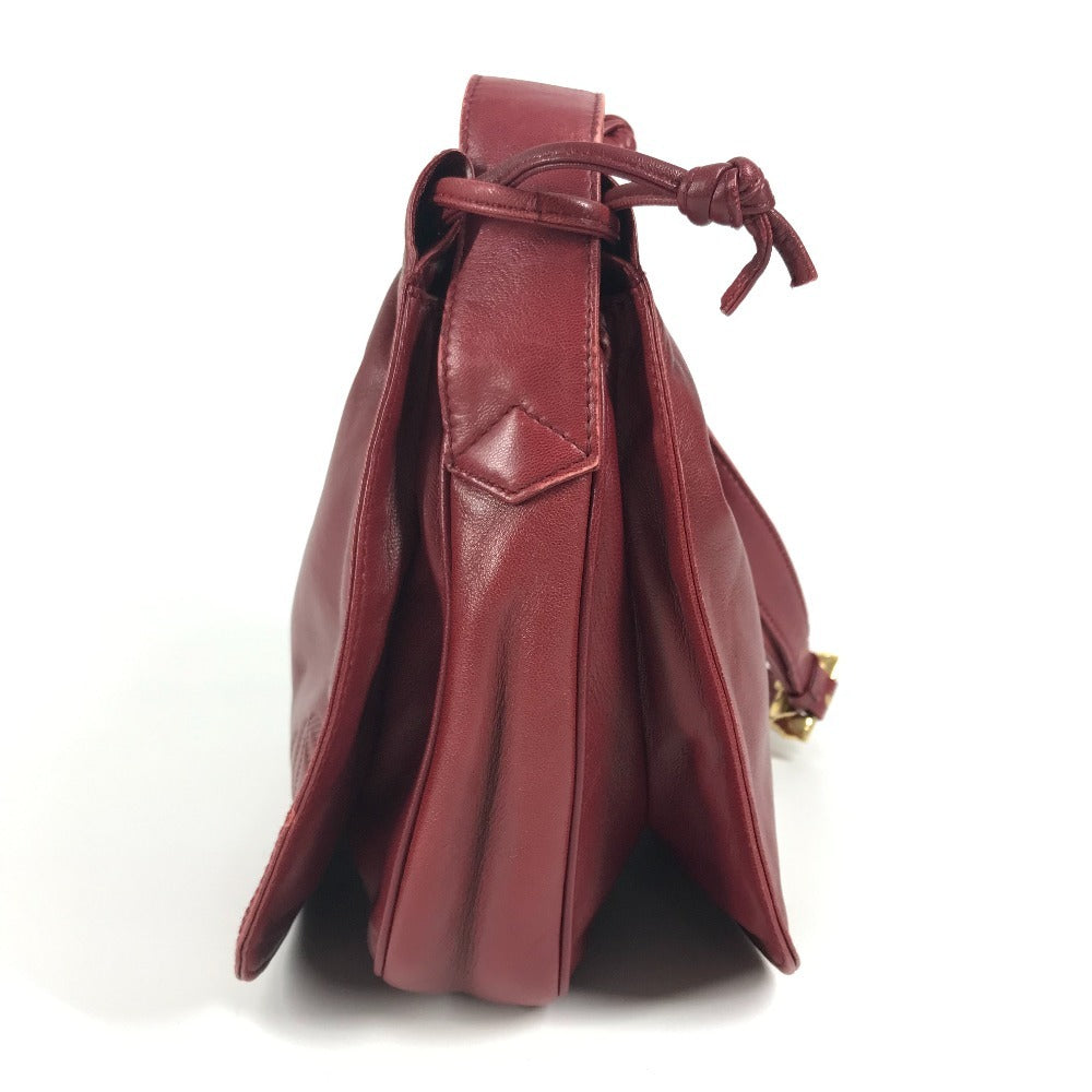 LOEWE ヴィンテージ ロゴ フラメンコ カバン 肩掛け ショルダーバッグ レザー レディース ワインレッド系