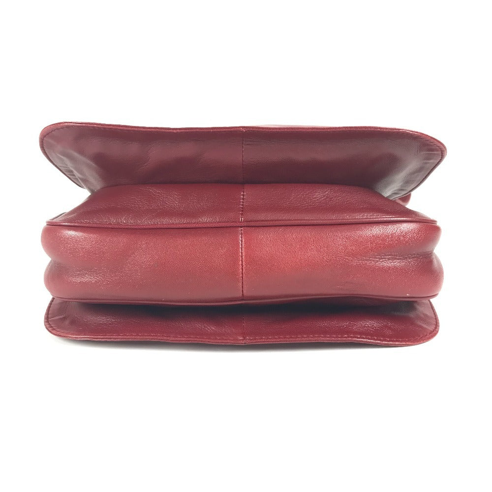 LOEWE ヴィンテージ ロゴ フラメンコ カバン 肩掛け ショルダーバッグ レザー レディース ワインレッド系