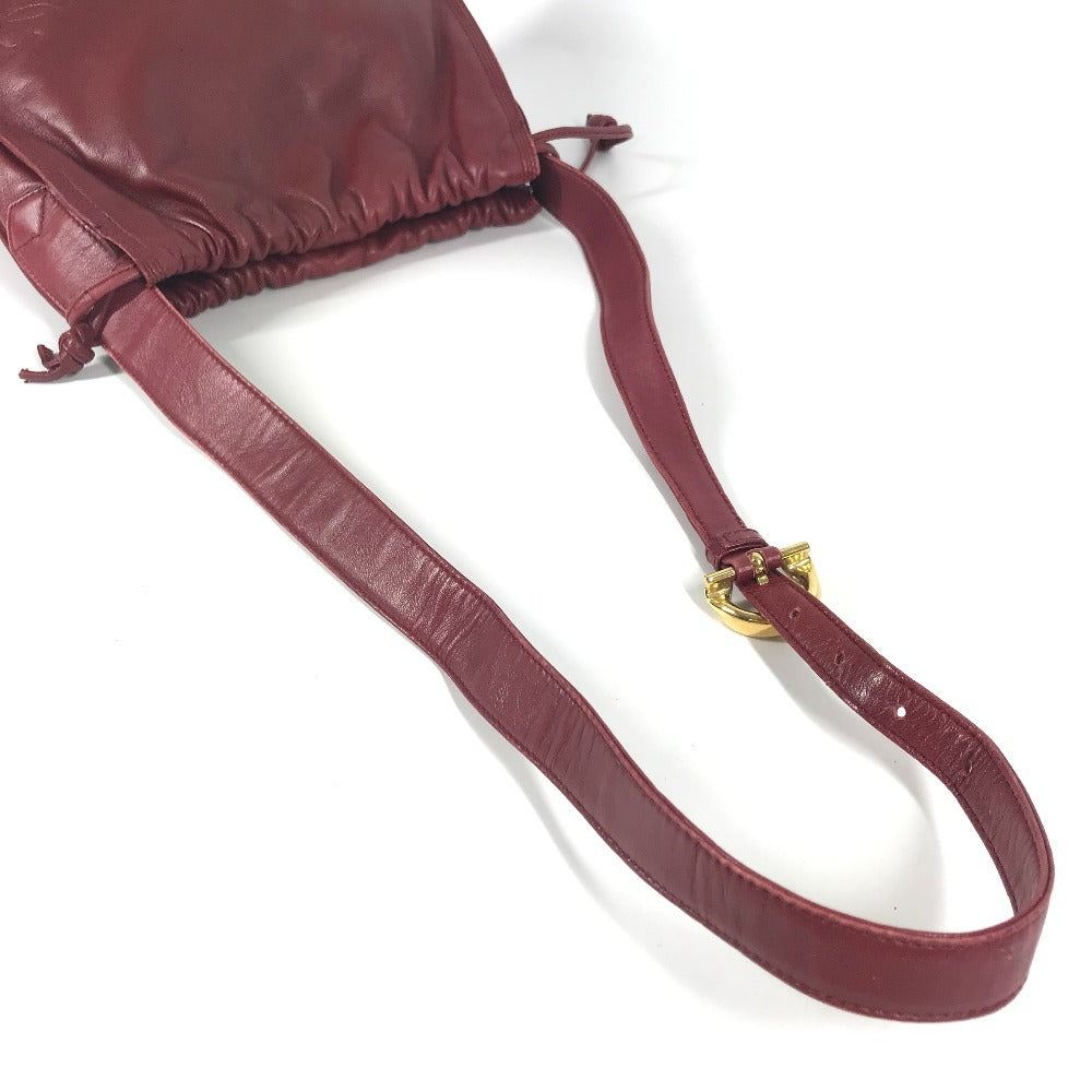 LOEWE ヴィンテージ ロゴ フラメンコ カバン 肩掛け ショルダーバッグ レザー レディース ワインレッド系