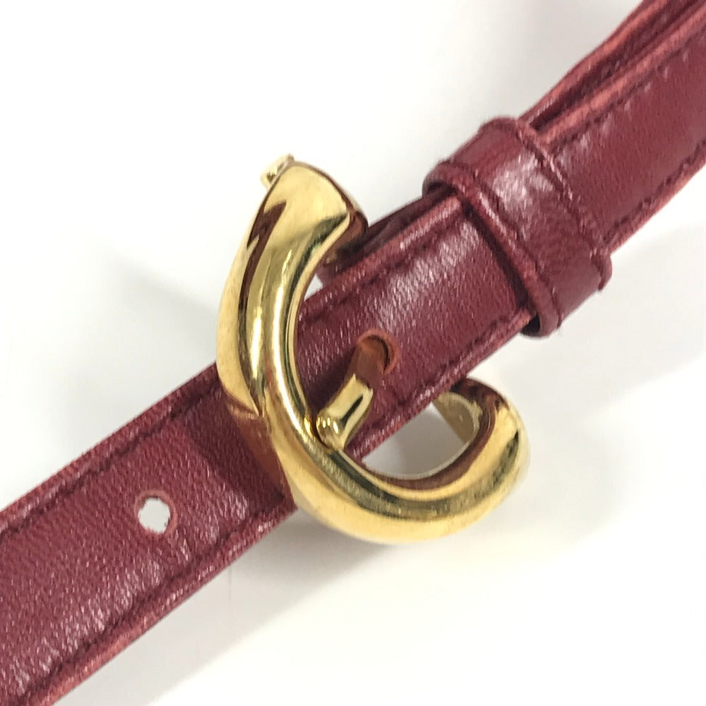 LOEWE ヴィンテージ ロゴ フラメンコ カバン 肩掛け ショルダーバッグ レザー レディース ワインレッド系