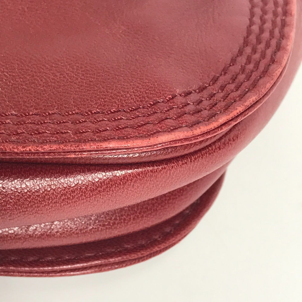 LOEWE ヴィンテージ ロゴ フラメンコ カバン 肩掛け ショルダーバッグ レザー レディース ワインレッド系