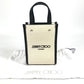 JIMMY CHOO スタッズ MINI N/S TOTE CZM ミニ N/S ロゴ カバン トートバッグ バイカラー ハンドバッグ レザー/キャンバス ユニセックス ブラック