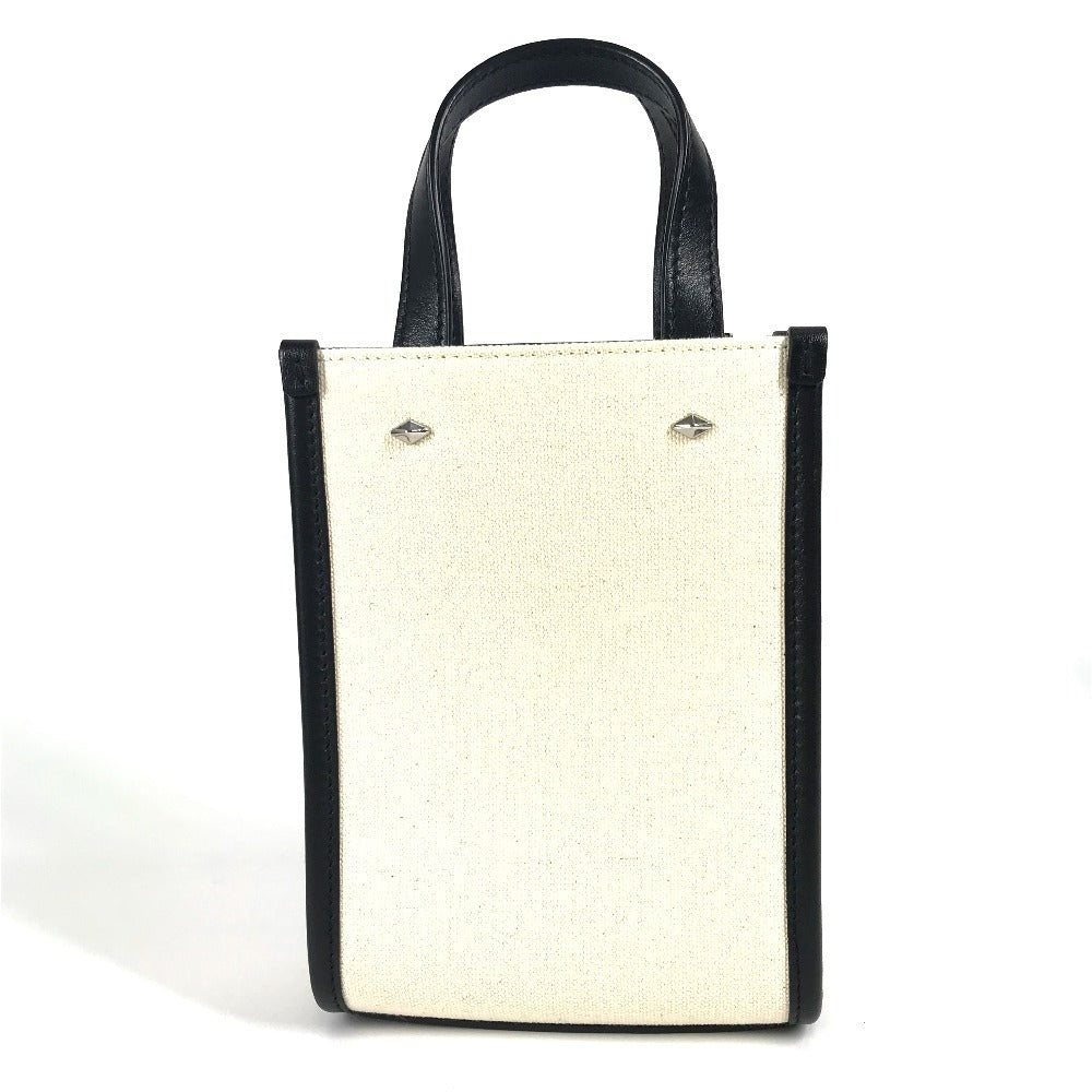JIMMY CHOO スタッズ MINI N/S TOTE CZM ミニ N/S ロゴ カバン トートバッグ バイカラー ハンドバッグ レザー/キャンバス ユニセックス ブラック