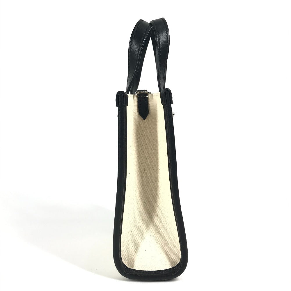 JIMMY CHOO スタッズ MINI N/S TOTE CZM ミニ N/S ロゴ カバン トートバッグ バイカラー ハンドバッグ レザー/キャンバス ユニセックス ブラック