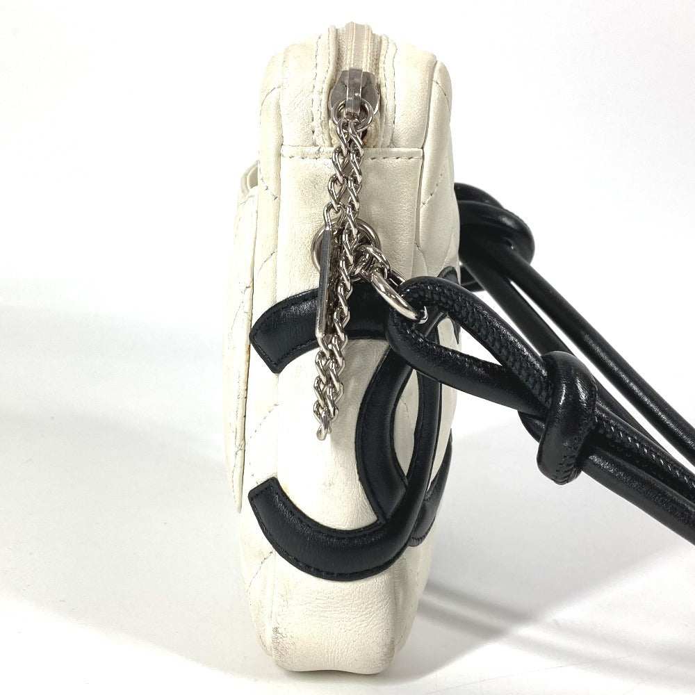 CHANEL A25177 カンボンライン CC ココマーク ミニ スモール 斜め掛け カバン ポシェット ショルダーバッグ レザー レディース ホワイト