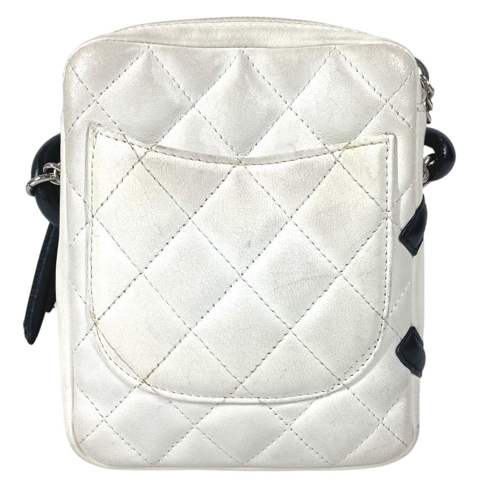 CHANEL A25177 カンボンライン CC ココマーク ミニ スモール 斜め掛け カバン ポシェット ショルダーバッグ レザー レディース ホワイト