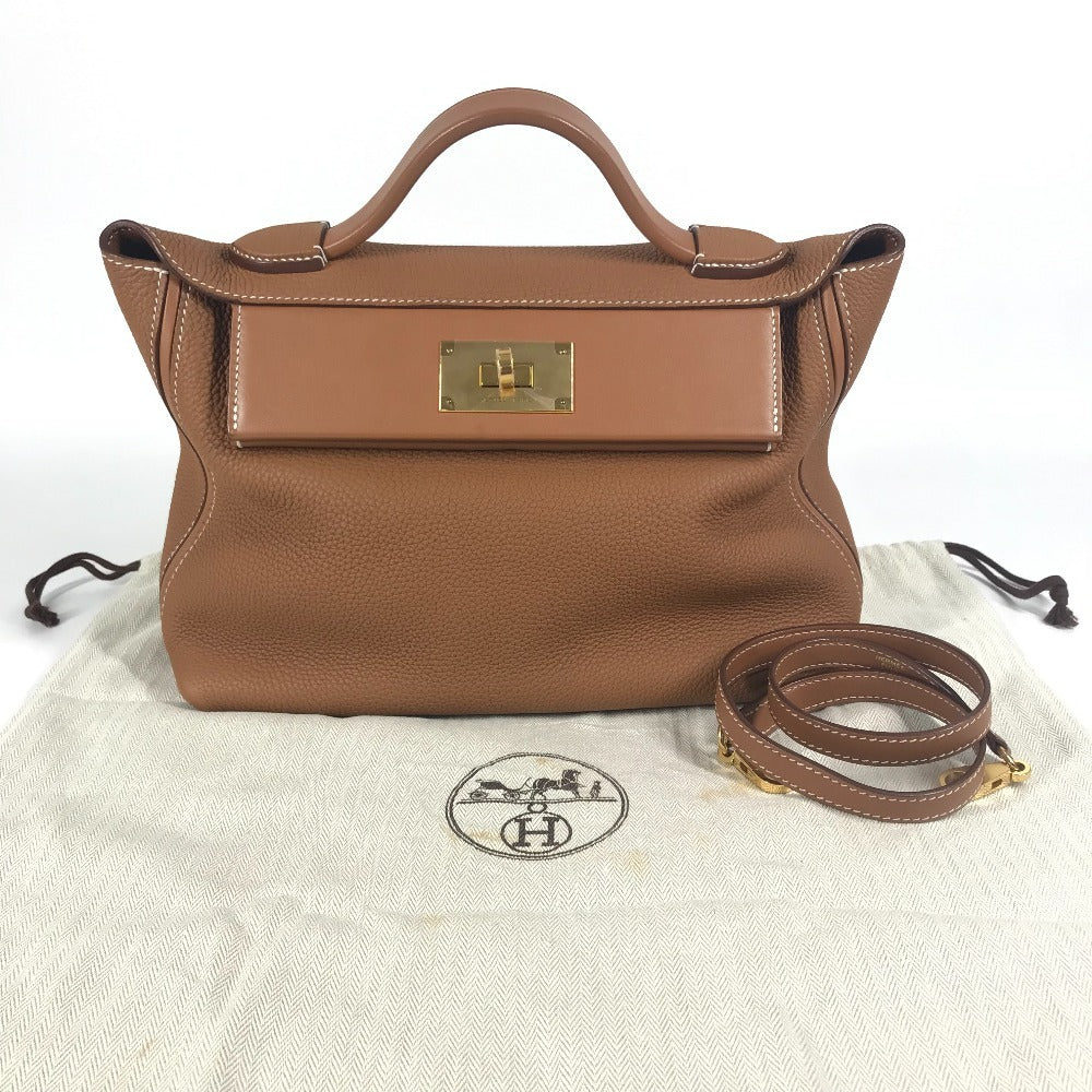 HERMES Sac 24/24 Van Quatre 29 Bag, 2-Way Bag, Handbag/Shoulder Bag, Togo Leather, Unisex, Gold