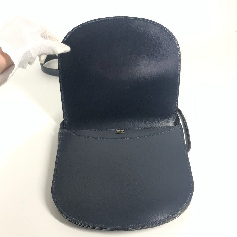 HERMES ヴィンテージ ギャロパードショルダーバッグ カバン 斜め掛け ポシェット フラップ ショルダーバッグ レザー ユニセックス ネイビー