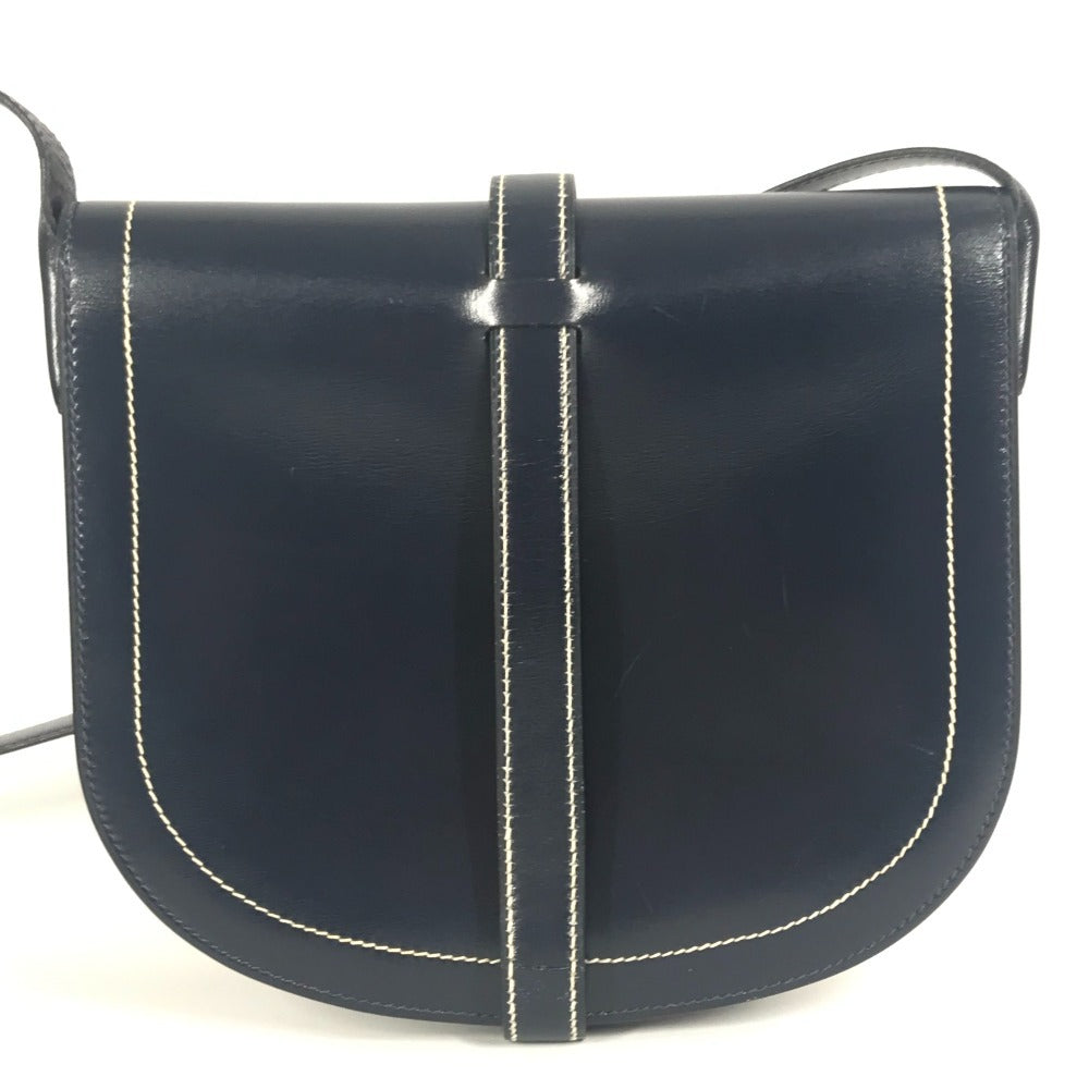 HERMES ヴィンテージ ギャロパードショルダーバッグ カバン 斜め掛け ポシェット フラップ ショルダーバッグ レザー ユニセックス ネイビー