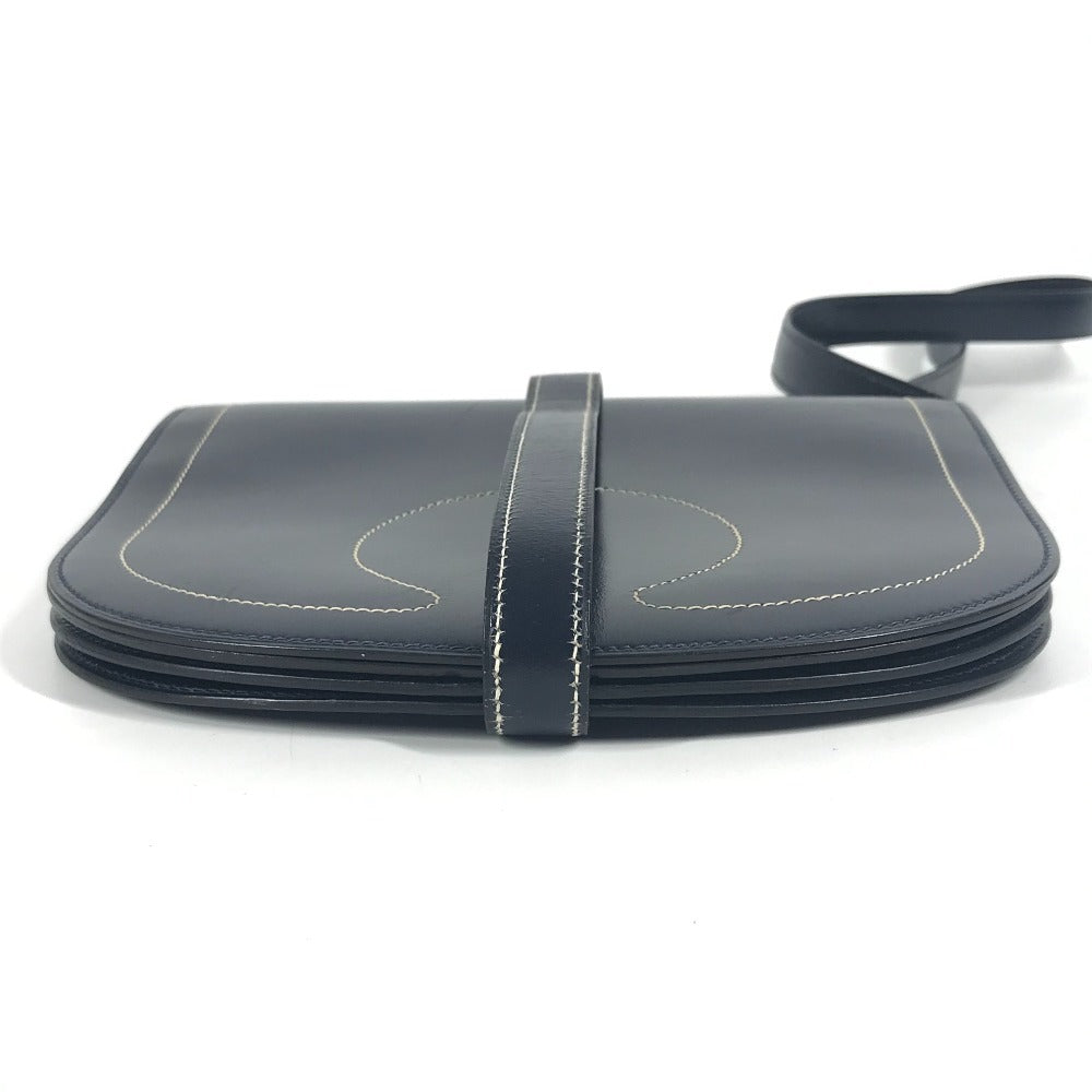 HERMES ヴィンテージ ギャロパードショルダーバッグ カバン 斜め掛け ポシェット フラップ ショルダーバッグ レザー ユニセックス ネイビー