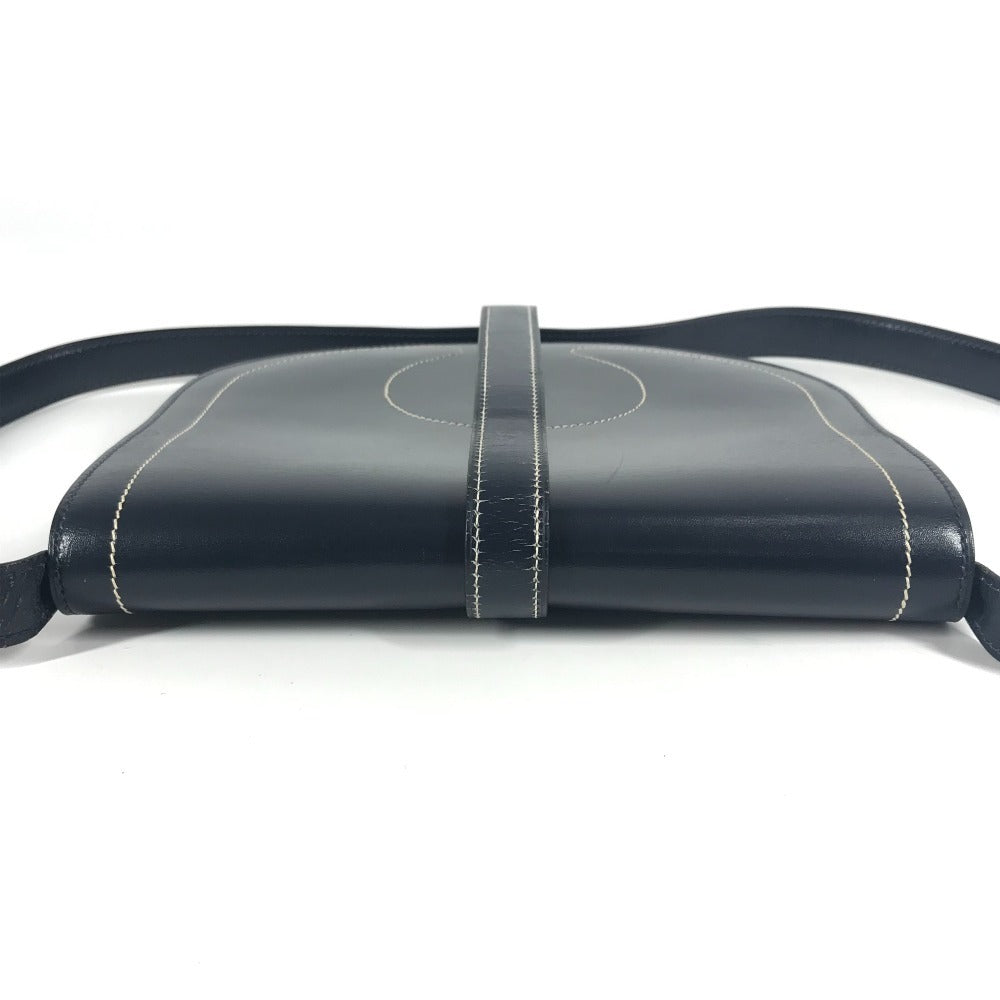 HERMES ヴィンテージ ギャロパードショルダーバッグ カバン 斜め掛け ポシェット フラップ ショルダーバッグ レザー ユニセックス ネイビー