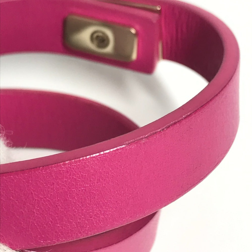 Salvatore Ferragamo ガンチーニ 2重ブレスレット ロゴ バングル アクセサリー ブレスレット レザー レディース ピンク