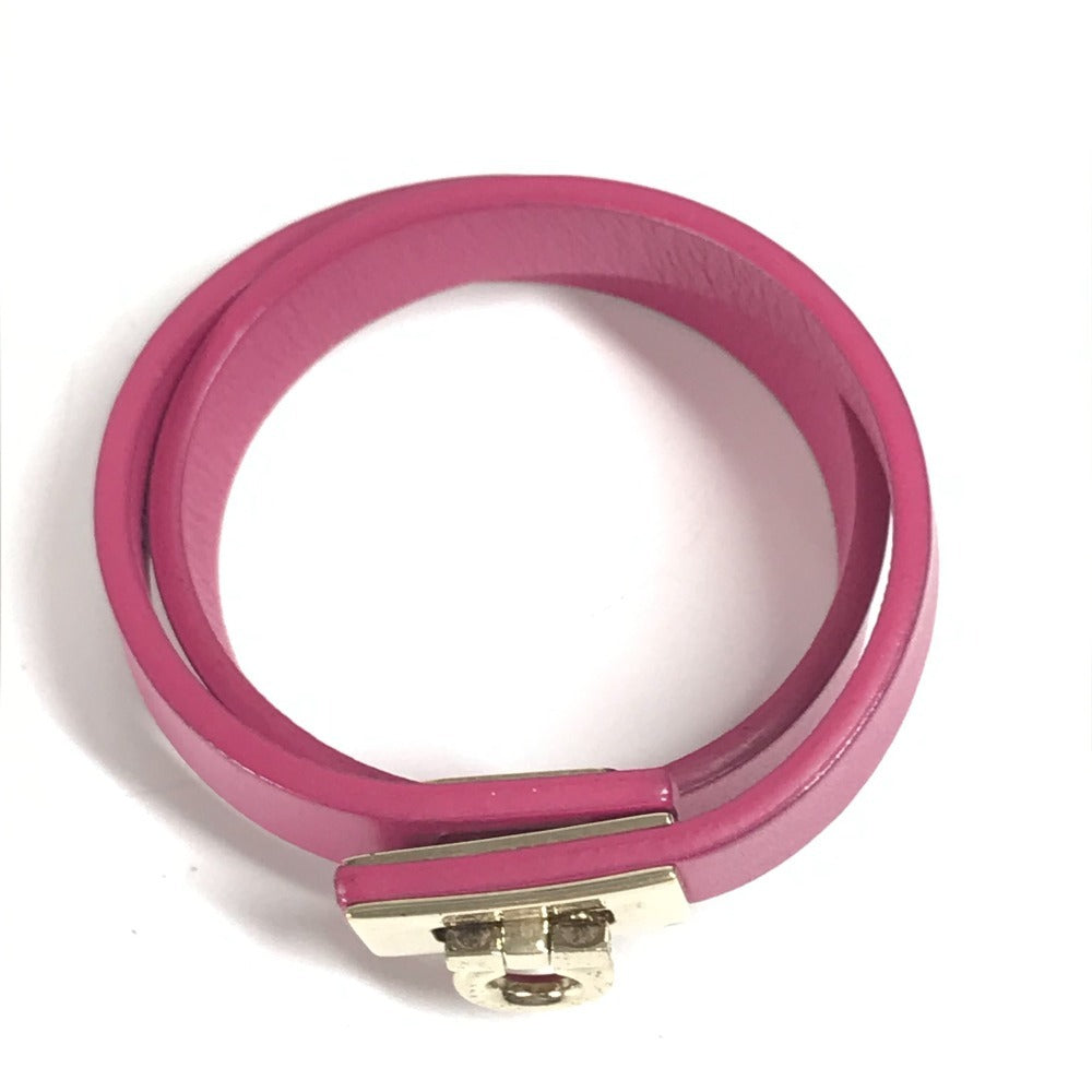 Salvatore Ferragamo ガンチーニ 2重ブレスレット ロゴ バングル アクセサリー ブレスレット レザー レディース ピンク