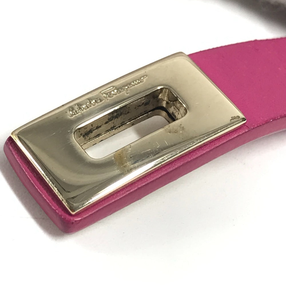 Salvatore Ferragamo ガンチーニ 2重ブレスレット ロゴ バングル アクセサリー ブレスレット レザー レディース ピンク