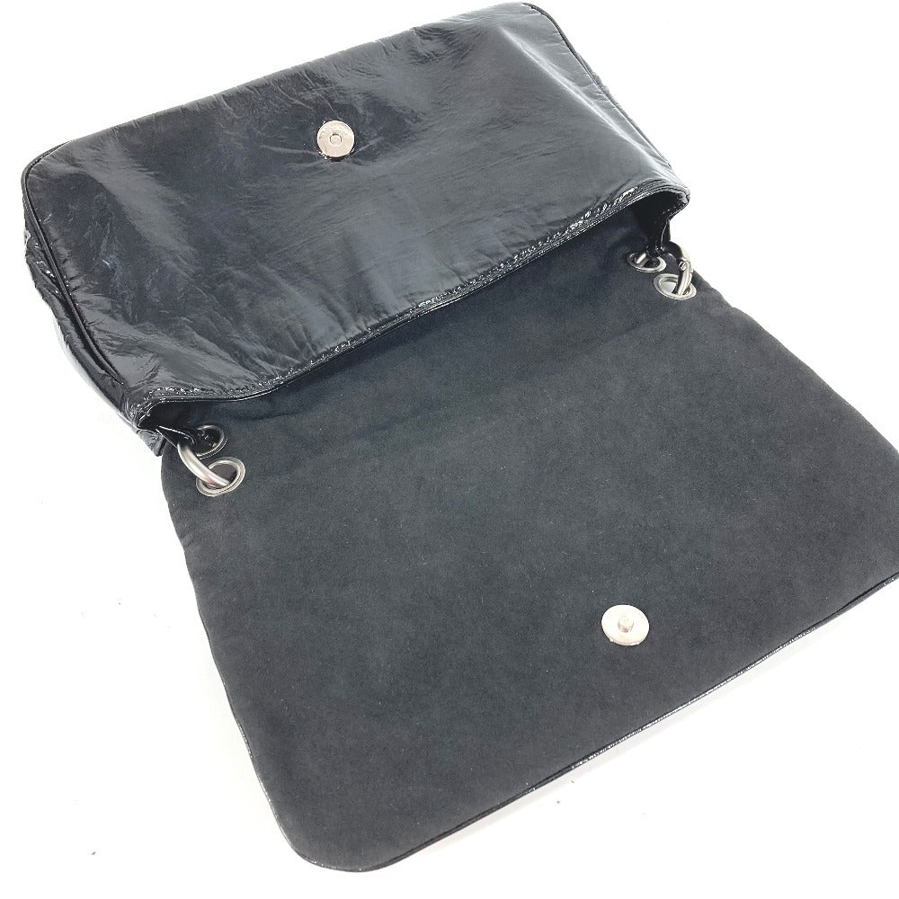 CHANEL サークルステッチ CC ココマーク ロゴ チェーンバッグ カバン 肩掛け フラップ ショルダーバッグ コーティングキャンバス レディース ブラック