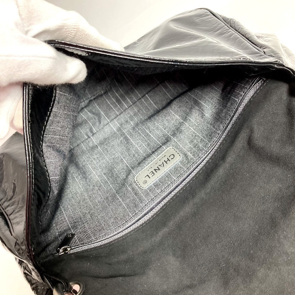 CHANEL サークルステッチ CC ココマーク ロゴ チェーンバッグ カバン 肩掛け フラップ ショルダーバッグ コーティングキャンバス レディース ブラック