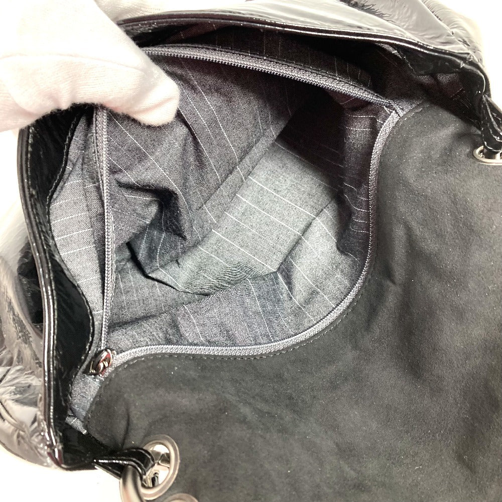 CHANEL サークルステッチ CC ココマーク ロゴ チェーンバッグ カバン 肩掛け フラップ ショルダーバッグ コーティングキャンバス レディース ブラック