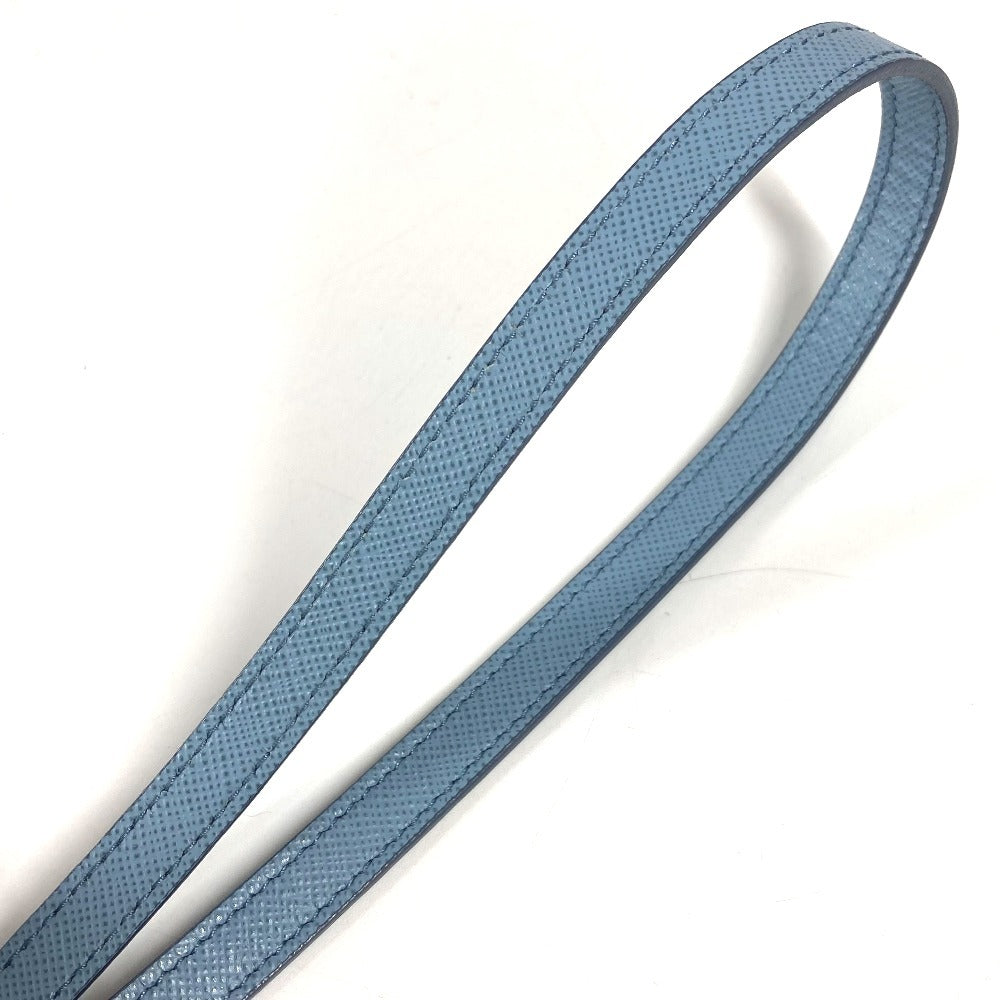 PRADA ストラップ付き ラウンドファスナー ロゴ 鍵 6P キーケース レザー ユニセックス ブルー