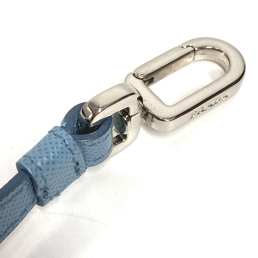 PRADA ストラップ付き ラウンドファスナー ロゴ 鍵 6P キーケース レザー ユニセックス ブルー