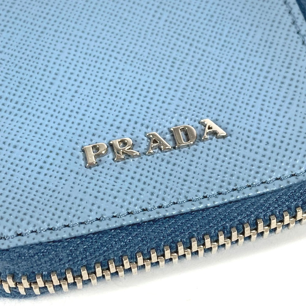 PRADA ストラップ付き ラウンドファスナー ロゴ 鍵 6P キーケース レザー ユニセックス ブルー