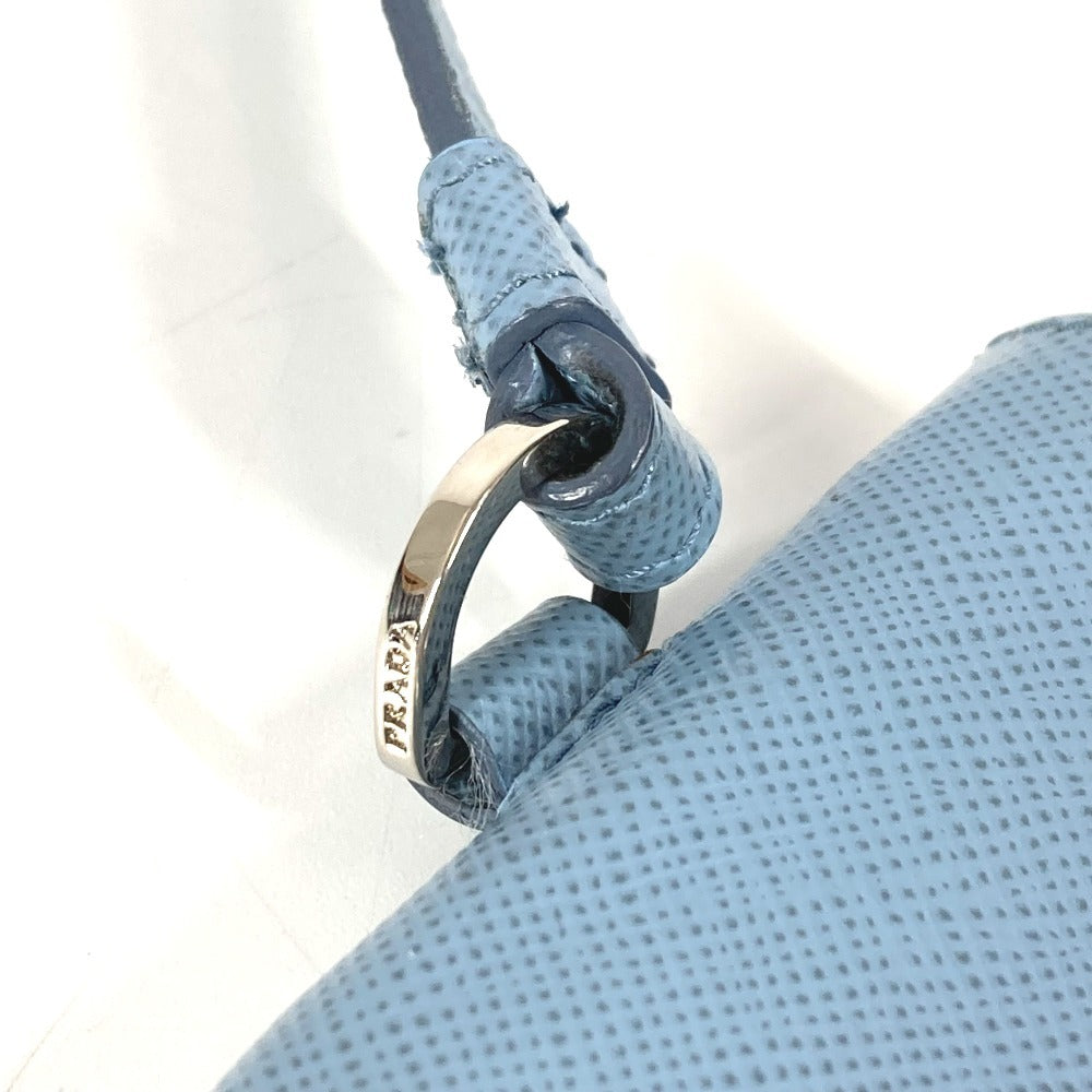 PRADA ストラップ付き ラウンドファスナー ロゴ 鍵 6P キーケース レザー ユニセックス ブルー