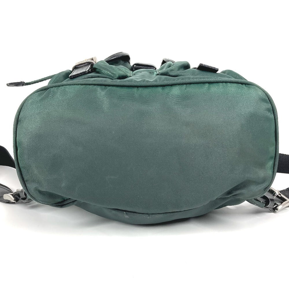 PRADA バイカラー トライアングルロゴ 三角ロゴ プレート カバン バックパック リュックサック レザー/ナイロン ユニセックス グリーン