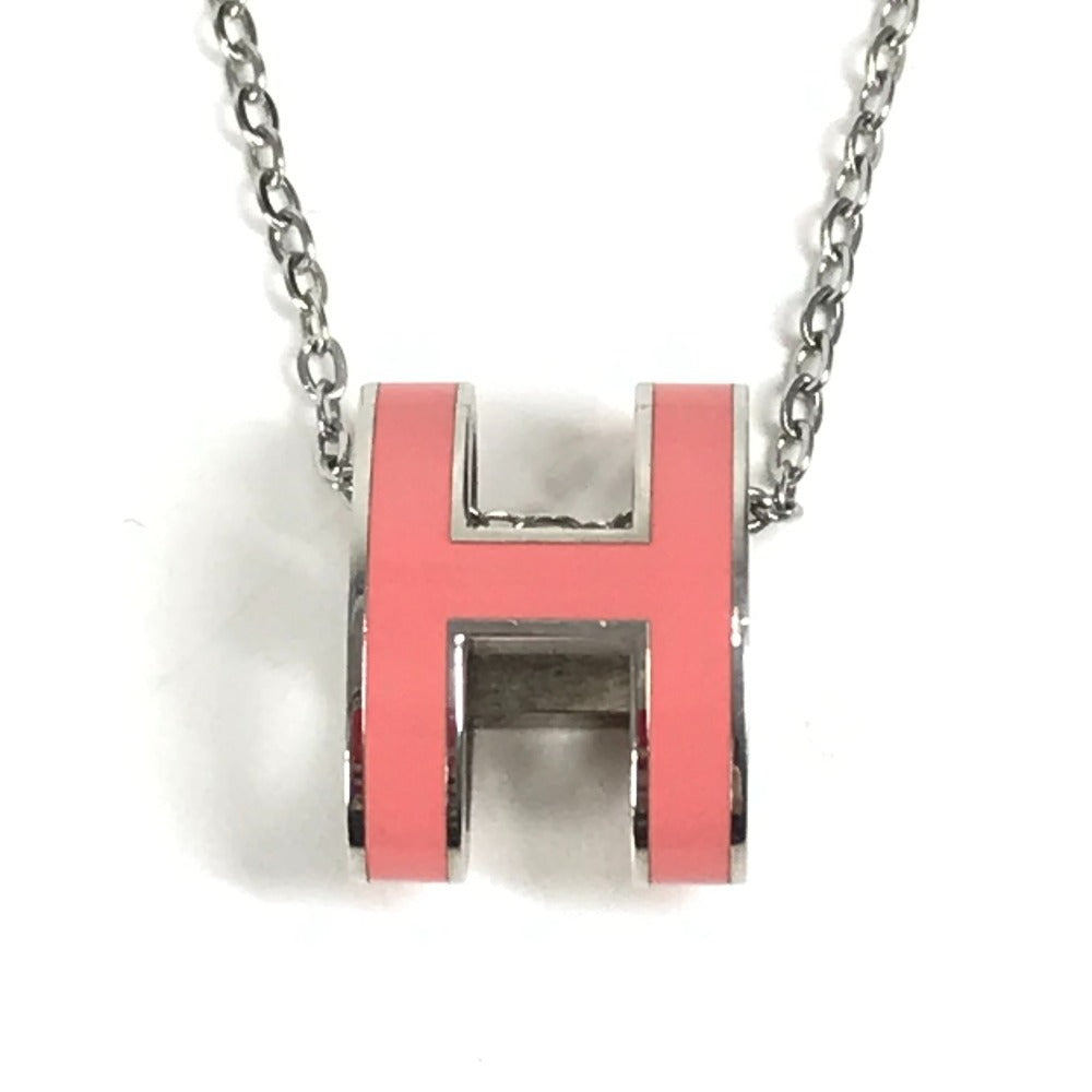 HERMES ポップアッシュ チェーンネックレス アクセサリー ジュエリー Hロゴ ネックレス メタル レディース ピンク