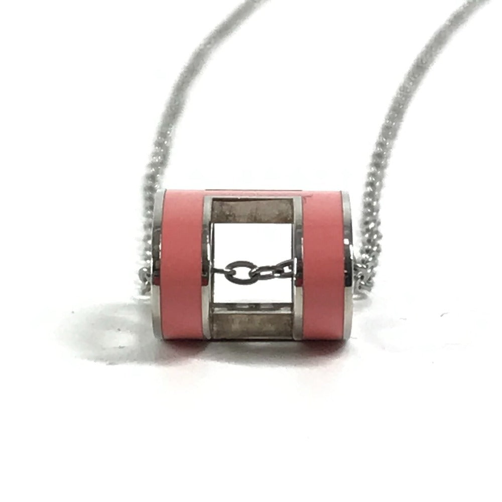 HERMES ポップアッシュ チェーンネックレス アクセサリー ジュエリー Hロゴ ネックレス メタル レディース ピンク