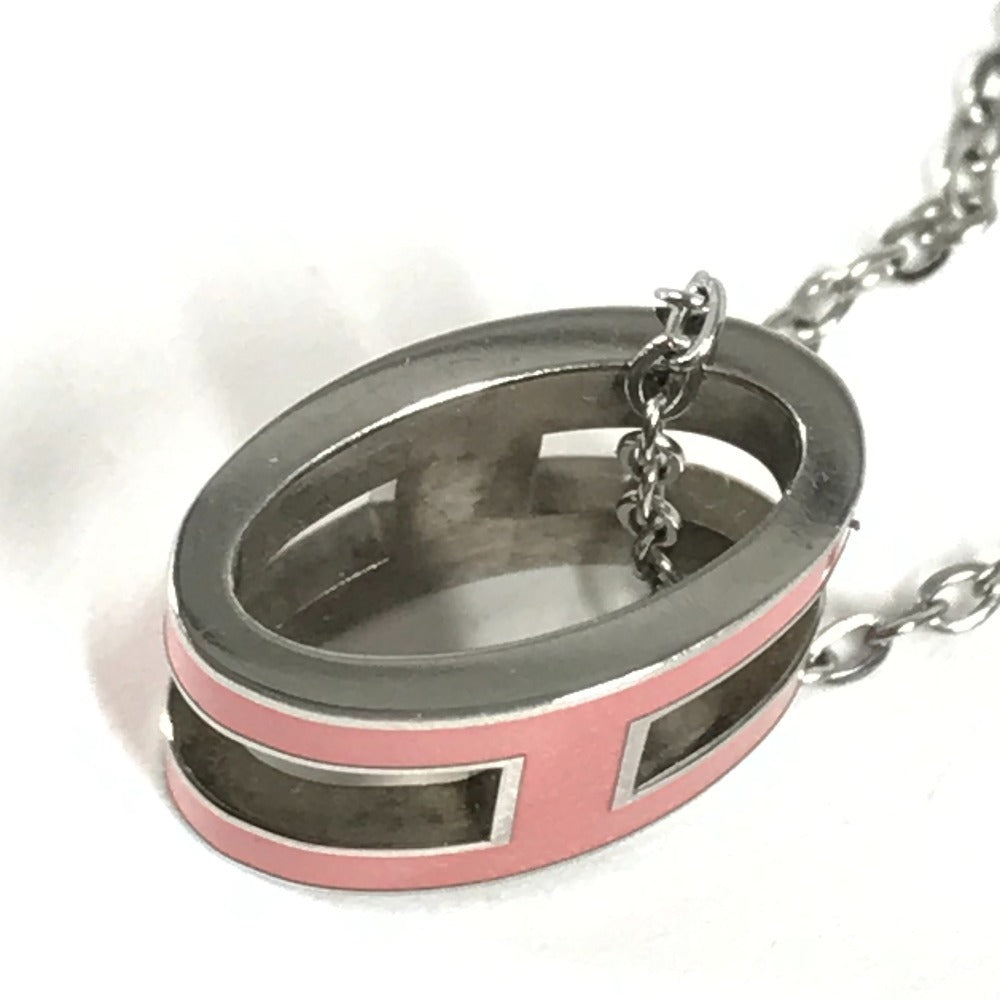 HERMES ポップアッシュ チェーンネックレス アクセサリー ジュエリー Hロゴ ネックレス メタル レディース ピンク