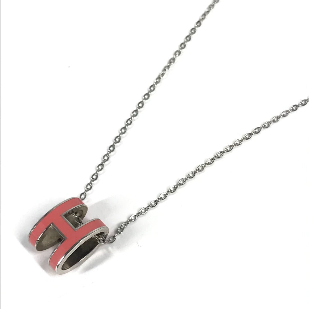 HERMES ポップアッシュ チェーンネックレス アクセサリー ジュエリー Hロゴ ネックレス メタル レディース ピンク